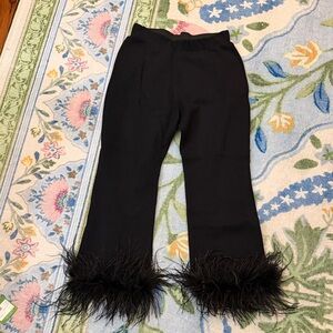 Tuckernuck compression Stylish Black pants Bottoms with Feather Trim